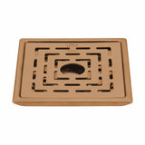 Orange Exclusive Square Floor Drain in Antique Copper PVD Coating (6 x 6 Inches) with Hole