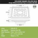 Orange Exclusive Square Floor Drain in Yellow Gold PVD Coating (5 x 5 Inches) with Hole - LIPKA - Lipka Home