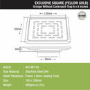 Orange Exclusive Square Floor Drain in Yellow Gold PVD Coating (6 x 6 Inches) - LIPKA - Lipka Home