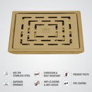 Orange Exclusive Square Floor Drain in Yellow Gold PVD Coating (6 x 6 Inches) - LIPKA - Lipka Home