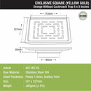 Orange Exclusive Square Floor Drain in Yellow Gold PVD Coating (5 x 5 Inches) - LIPKA - Lipka Home