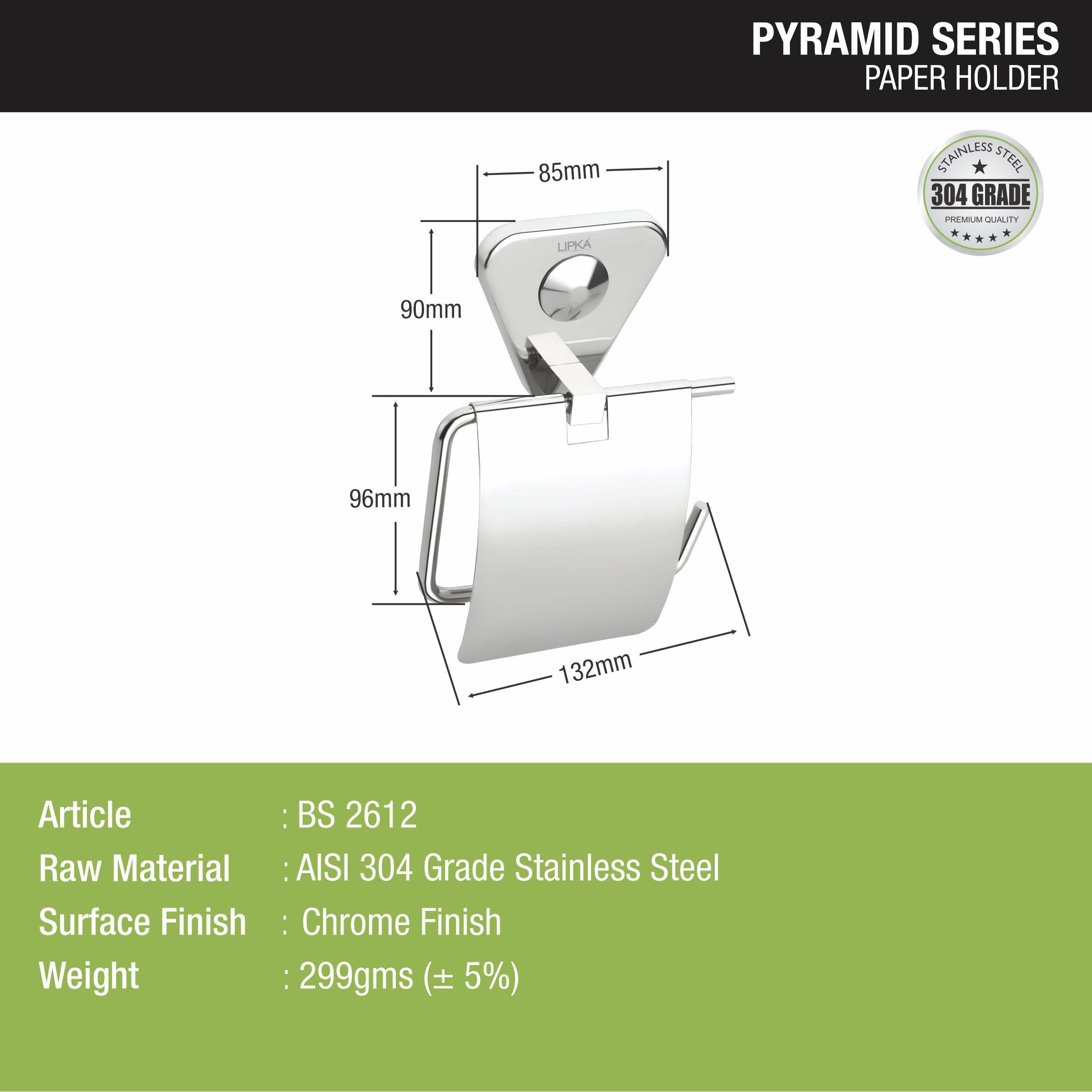 Pyramid 304-Grade Paper Holder size and dimension