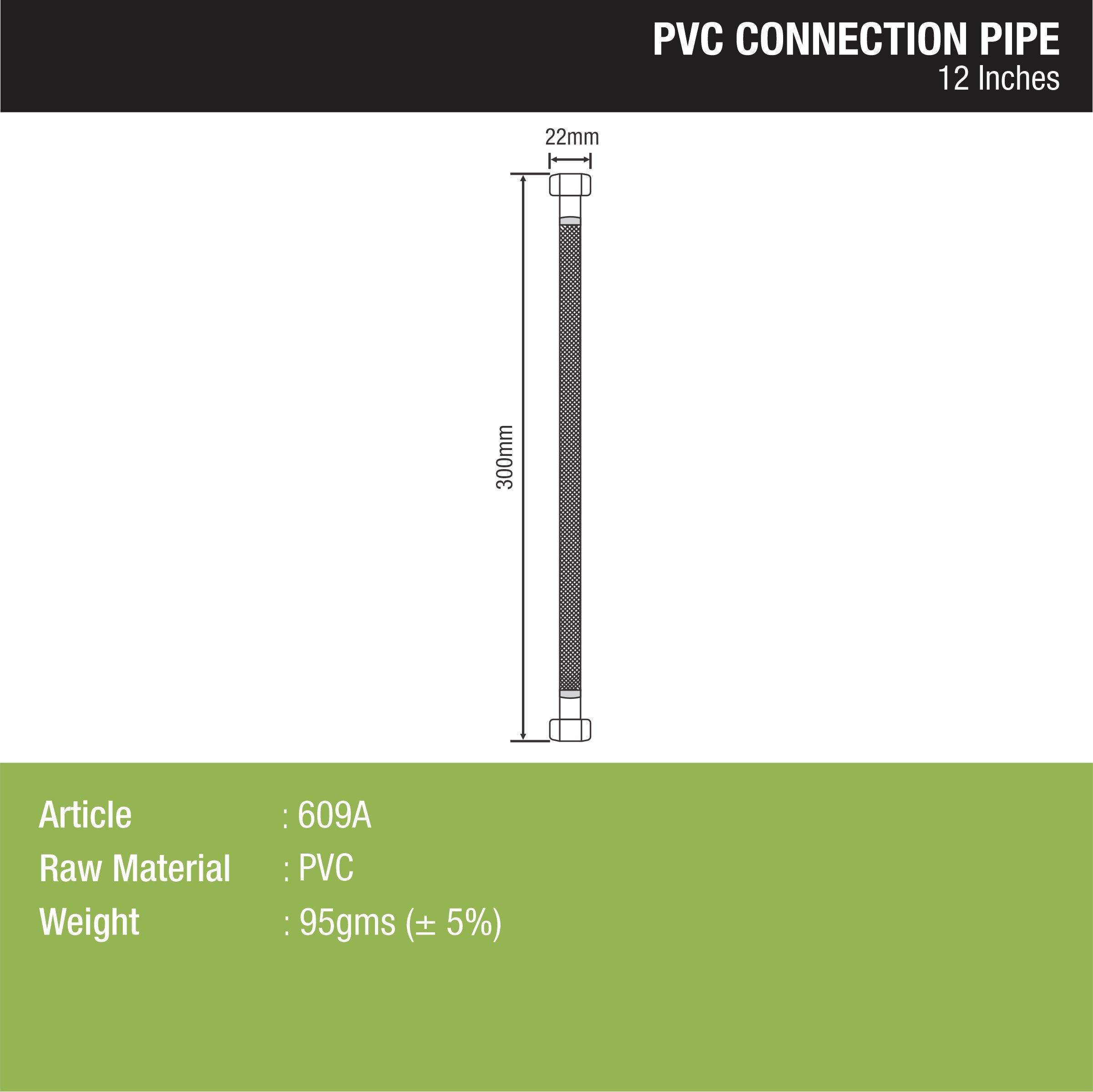 Connection Pipe PVC (12 Inches) (Pack of 2) sizes and dimensions