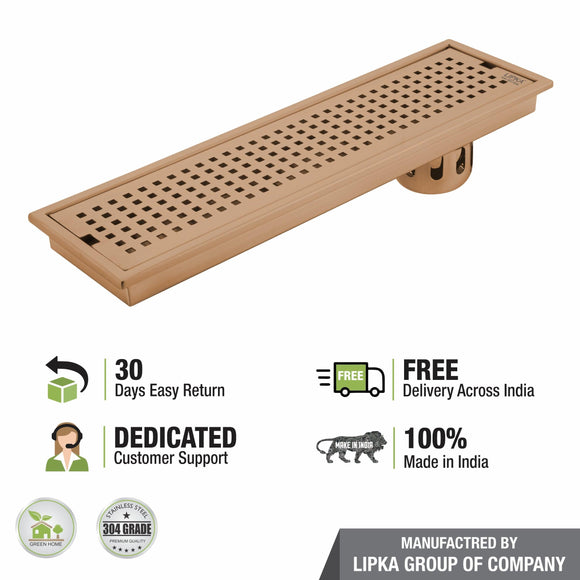 Palo Shower Drain Channel - Antique Copper (32 x 5 Inches) - LIPKA - Lipka Home