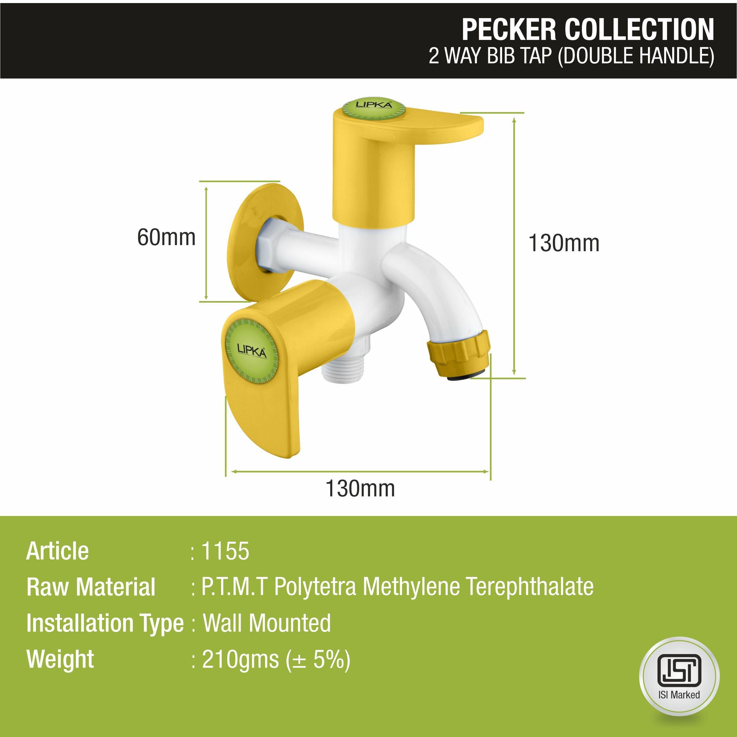 Pecker Two Way Bib Tap PTMT Faucet (Double Handle) sizes and dimensions