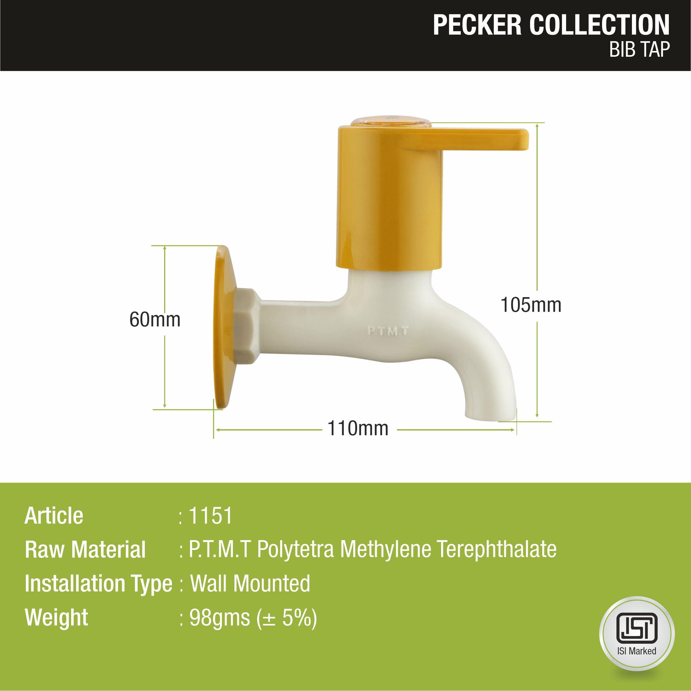 Pecker Bib Tap PTMT Faucet sizes and dimensions