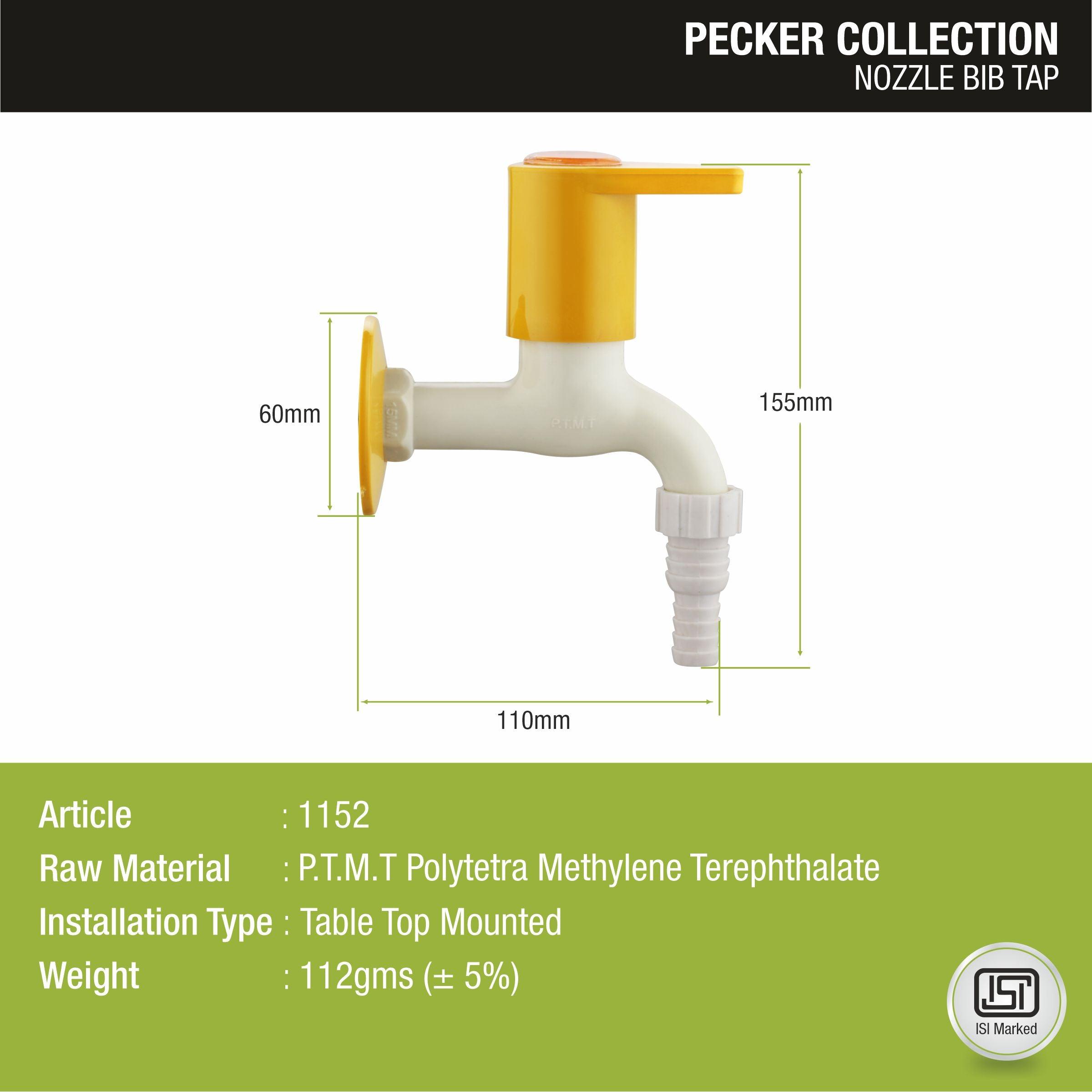 Pecker Nozzle Bib Tap PTMT Faucet sizes and dimensions