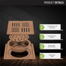 Pink Exclusive Square Flat Cut Floor Drain in Antique Copper PVD Coating (5 x 5 Inches) with Cockroach Trap - LIPKA - Lipka Home