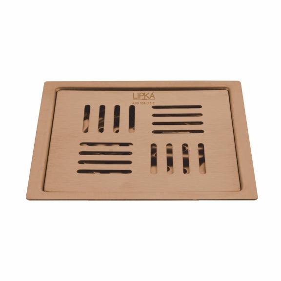 Pink Exclusive Square Flat Cut Floor Drain in Antique Copper PVD Coating (5 x 5 Inches)