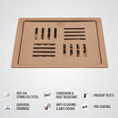 Pink Exclusive Square Flat Cut Floor Drain in Antique Copper PVD Coating (6 x 6 Inches) - LIPKA - Lipka Home