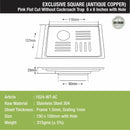 Pink Exclusive Square Flat Cut Floor Drain in Antique Copper PVD Coating (6 x 6 Inches) with Hole - LIPKA - Lipka Home