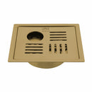 Pink Exclusive Square Flat Cut Floor Drain in Yellow Gold PVD Coating (6 x 6 Inches) with Hole & Cockroach Trap - LIPKA - Lipka Home
