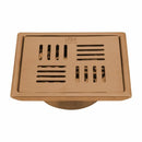 Pink Exclusive Square Floor Drain in Antique Copper PVD Coating (6 x 6 Inches) with Cockroach Trap - LIPKA - Lipka Home