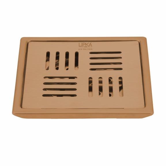 Pink Exclusive Square Floor Drain in Antique Copper PVD Coating (6 x 6 Inches) - LIPKA - Lipka Home