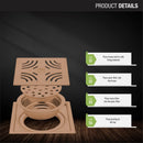 Purple Exclusive Square Flat Cut Floor Drain in Antique Copper PVD Coating (5 x 5 Inches) with Cockroach Trap - LIPKA - Lipka Home