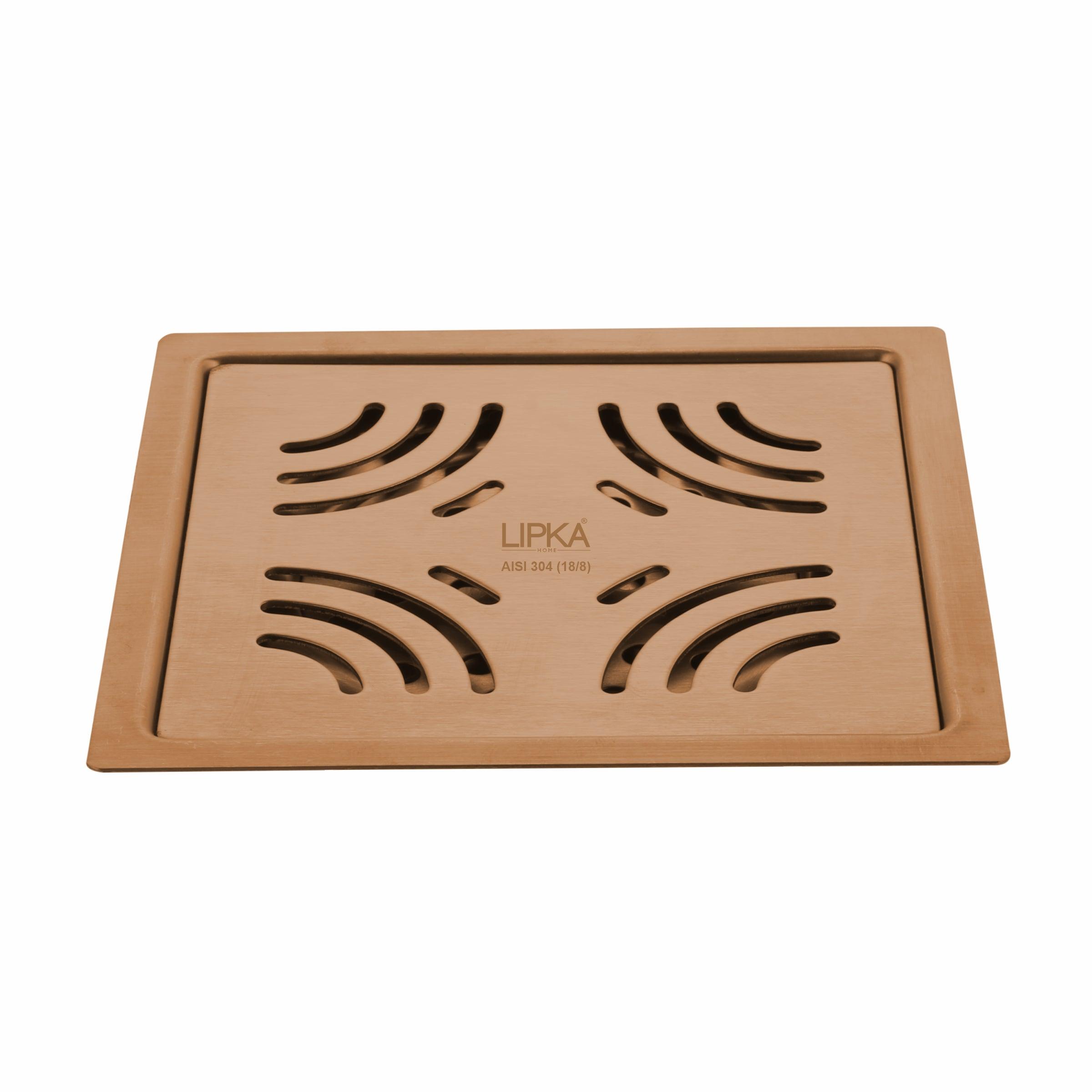 Purple Exclusive Square Flat Cut Floor Drain in Antique Copper PVD Coating (5 x 5 Inches)