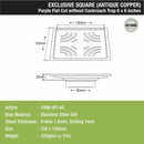 Purple Exclusive Square Flat Cut Floor Drain in Antique Copper PVD Coating (6 x 6 Inches) - LIPKA - Lipka Home