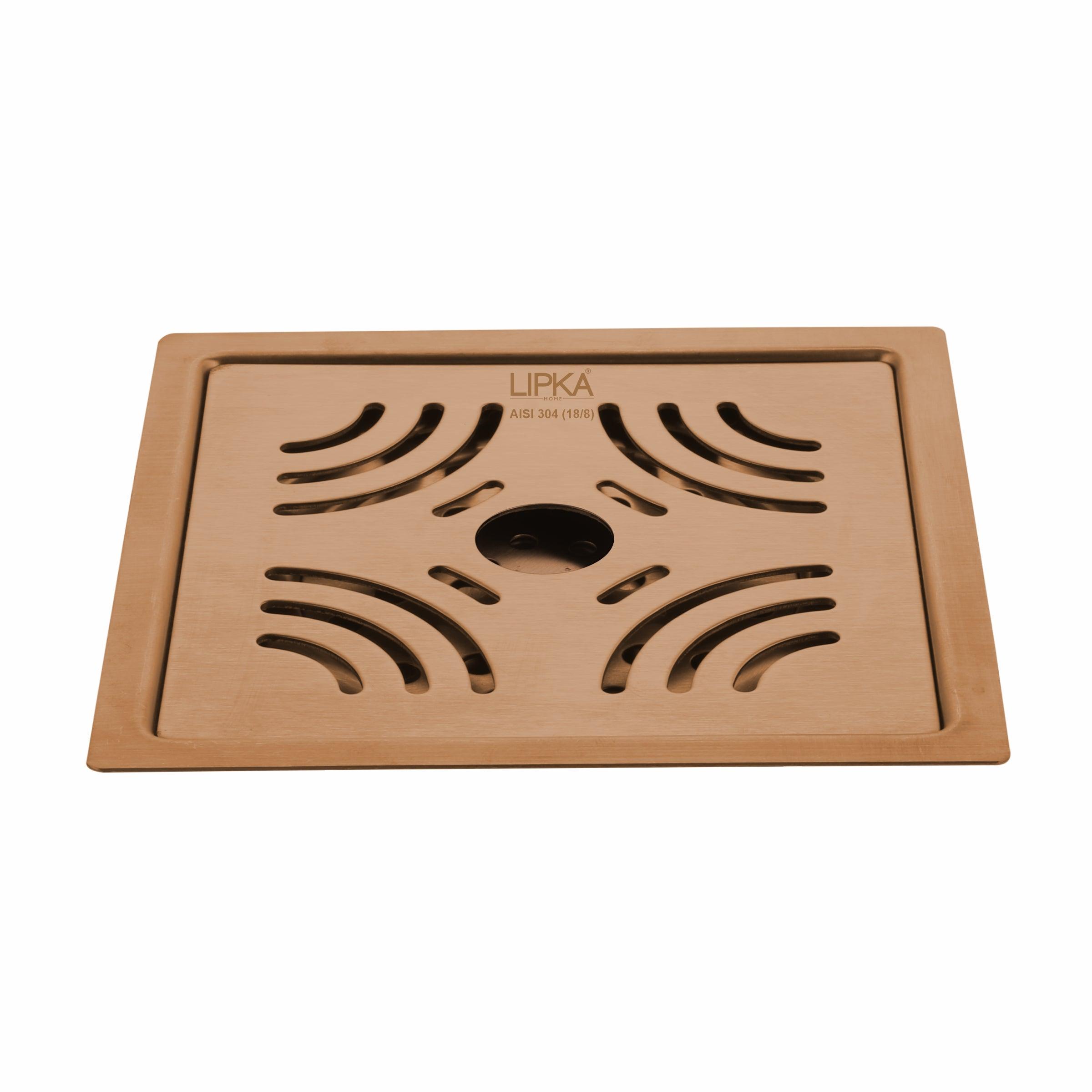 Purple Exclusive Square Flat Cut Floor Drain in Antique Copper PVD Coating (6 x 6 Inches) with Hole