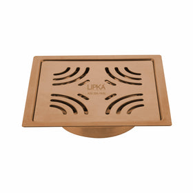 Purple Exclusive Square Flat Cut Floor Drain in Antique Copper PVD Coating (6 x 6 Inches) with Cockroach Trap - LIPKA - Lipka Home