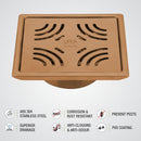 Purple Exclusive Square Floor Drain in Antique Copper PVD Coating (6 x 6 Inches) with Cockroach Trap - LIPKA - Lipka Home