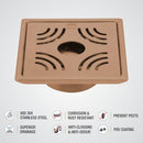 Purple Exclusive Square Floor Drain in Antique Copper PVD Coating (6 x 6 Inches) with Hole & Cockroach Trap - LIPKA - Lipka Home