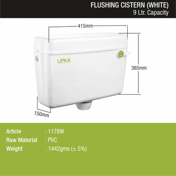 Round Flushing Cistern/ Flush Tank (White) |Commode not included| - LIPKA - Lipka Home