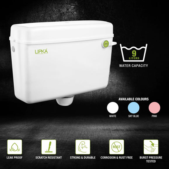 Round Flushing Cistern/ Flush Tank (White) |Commode not included| - LIPKA - Lipka Home