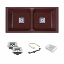Choco Brown Quartz Double Bowl Kitchen Sink (37 x 18 x 9 Inches) - LIPKA - Lipka Home