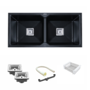 Black Quartz Double Bowl Kitchen Sink (45 x 20 x 9 Inches) - LIPKA - Lipka Home