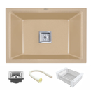 Sand Choco Quartz Single Bowl Kitchen Sink (24 x 18 x 9 Inches) - LIPKA - Lipka Home