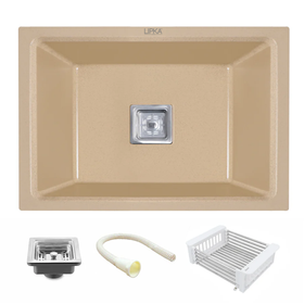 Sand Choco Quartz Single Bowl Kitchen Sink (24 x 18 x 9 Inches) - LIPKA - Lipka Home