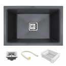 Smokey Grey Quartz Single Bowl Kitchen Sink (21 x 18 x 9 Inches) - LIPKA - Lipka Home