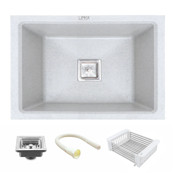 Sand Pluto Quartz Single Bowl Kitchen Sink (21 x 18 x 9 Inches) - LIPKA - Lipka Home