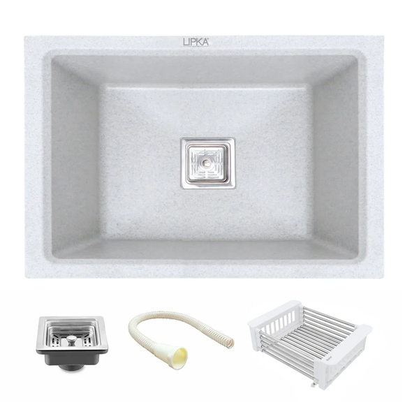 Sand Pluto Quartz Single Bowl Kitchen Sink (21 x 18 x 9 Inches) - LIPKA - Lipka Home