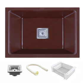 Choco Brown Quartz Single Bowl Kitchen Sink (24 x 18 x 9 Inches) - LIPKA - Lipka Home