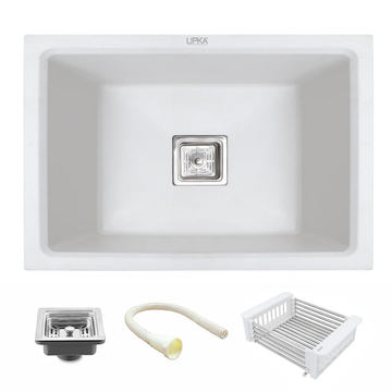 Crystal White Quartz Single Bowl Kitchen Sink (24 x 18 x 9 Inches) - LIPKA - Lipka Home