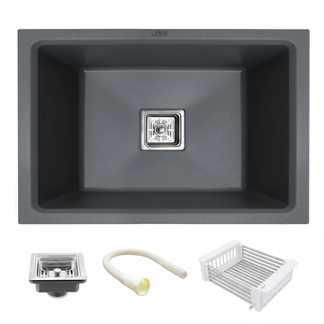 Smokey Grey Quartz Single Bowl Kitchen Sink (24 x 18 x 9 Inches) - LIPKA - Lipka Home