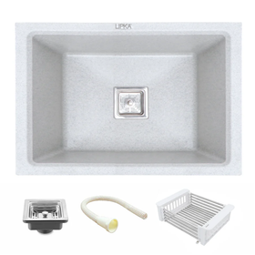 Sand Pluto Quartz Single Bowl Kitchen Sink (24 x 18 x 9 Inches) - LIPKA - Lipka Home