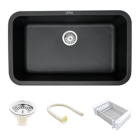 Black Quartz Single Bowl Kitchen Sink (31 x 19 x 9 Inches) - LIPKA - Lipka Home