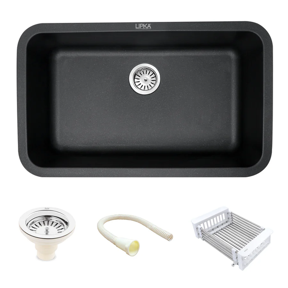 Black Quartz Single Bowl Kitchen Sink (31 x 19 x 9 Inches) - LIPKA - Lipka Home