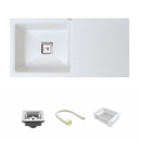 Crystal White Quartz Single Bowl with Drainboard Kitchen Sink (36 x 18 x 9 Inches) - LIPKA - Lipka Home