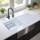 Crystal White Quartz Single Bowl with Drainboard Kitchen Sink (36 x 18 x 9 Inches) - LIPKA - Lipka Home