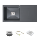 Smokey Grey Quartz Single Bowl with Drainboard Kitchen Sink (36 x 18 x 9 Inches) - LIPKA - Lipka Home