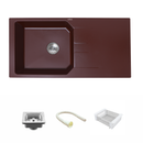 Choco Brown Quartz Single Bowl with Drainboard Kitchen Sink (39 x 20 x 9 Inches) - LIPKA - Lipka Home