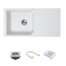 Crystal White Quartz Single Bowl with Drainboard Kitchen Sink (39 x 20 x 9 Inches) - LIPKA - Lipka Home