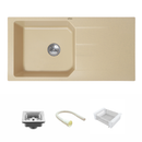 Sand Choco Quartz Single Bowl with Drainboard Kitchen Sink (39 x 20 x 9 Inches) - LIPKA - Lipka Home