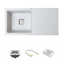 Sand Pluto Quartz Single Bowl with Drainboard Kitchen Sink (39 x 20 x 9 Inches) - LIPKA - Lipka Home