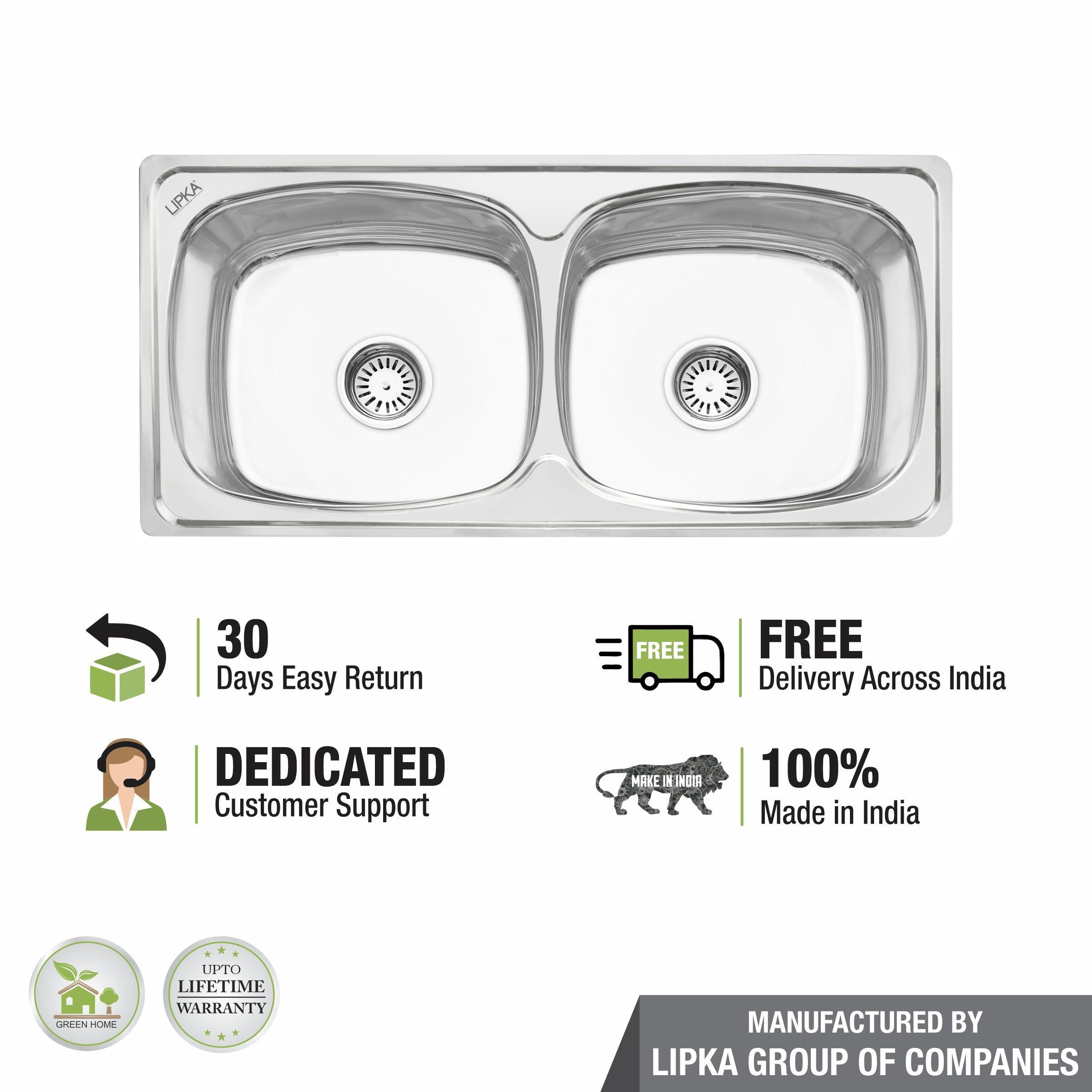 Round Double Bowl Kitchen Sink (37 x 18 x 8 Inches) - LIPKA - Lipka Home