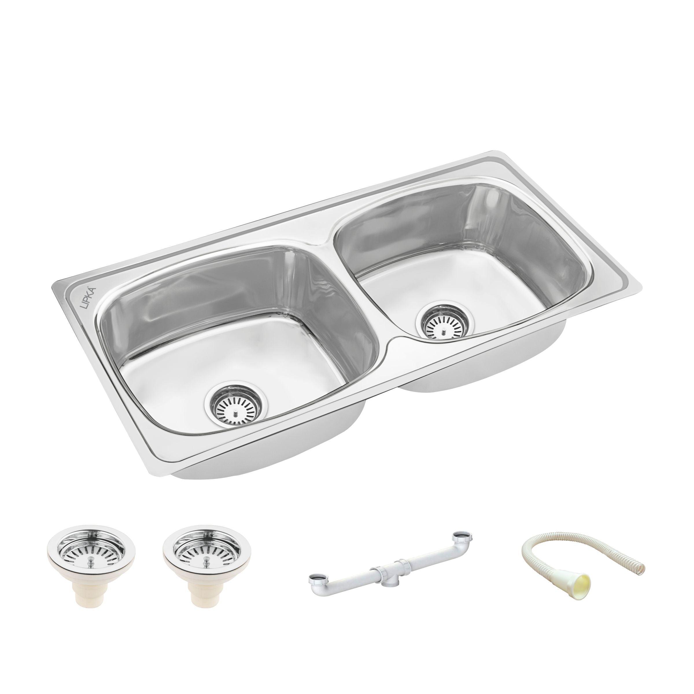 Round Double Bowl Kitchen Sink (37 x 18 x 8 Inches) - LIPKA - Lipka Home