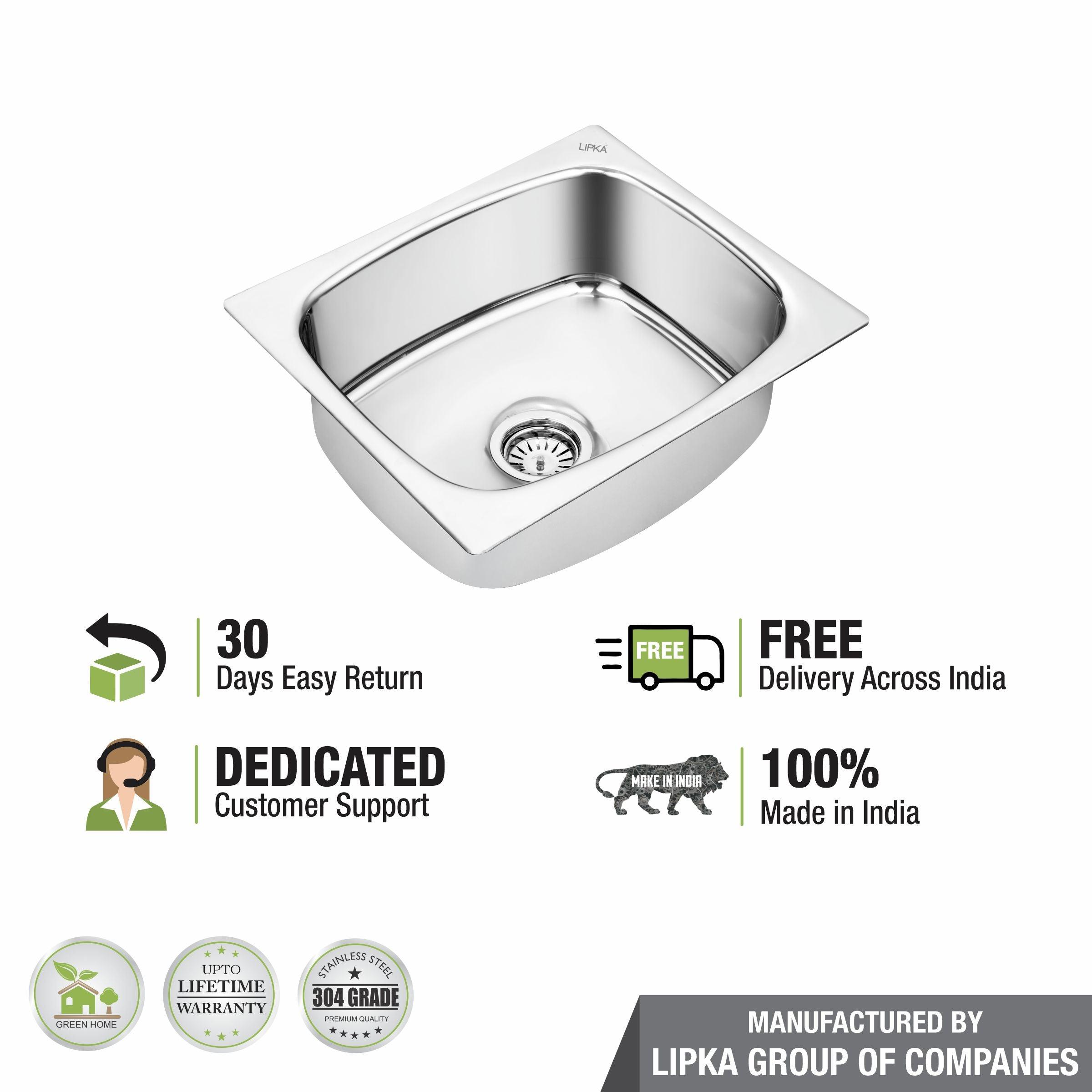 Round Single Bowl 304-Grade Kitchen Sink (18 x 16 x 8 Inches) - LIPKA - Lipka Home